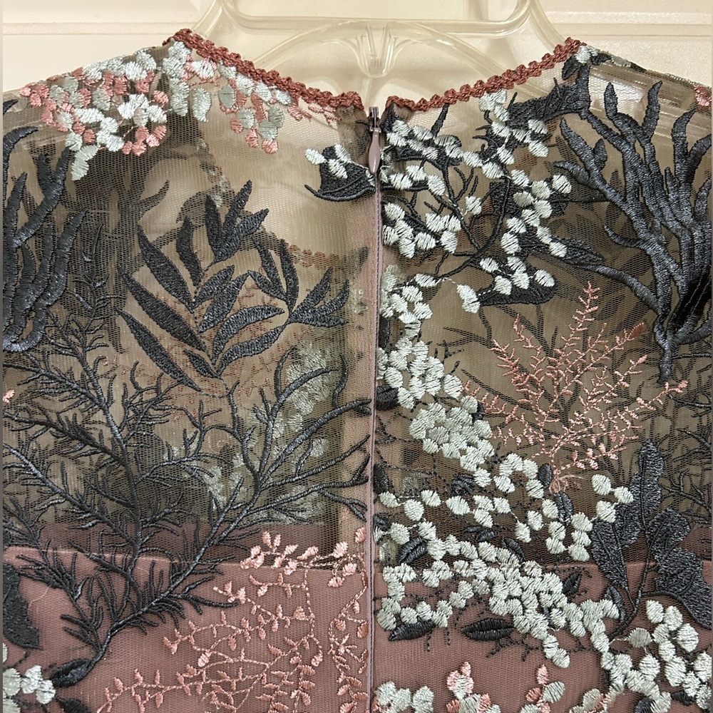 ALEXIS Floral Embroidered Crew Neck Romper, Dusty Rose, Pale Blue, Sz S - Picture 11 of 16